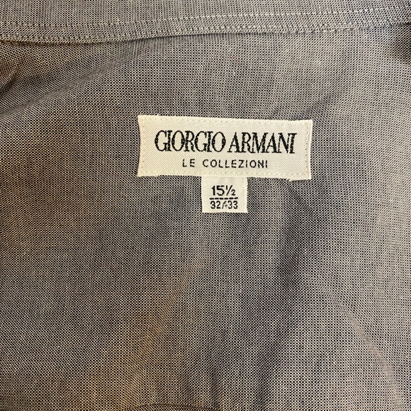 Giorgio Armani Le Collezioni Men's Button Up Dress Shirt Gray 15.5" 100% Cotton - Picture 3 of 14